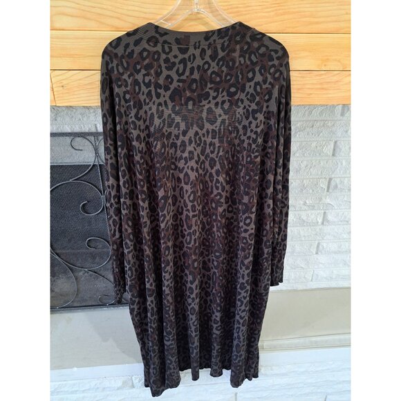 Terra & Sky Leopard Print 4X (28W-30W) Open Front Flowy Boho-chic Festival NEW - Picture 5 of 5